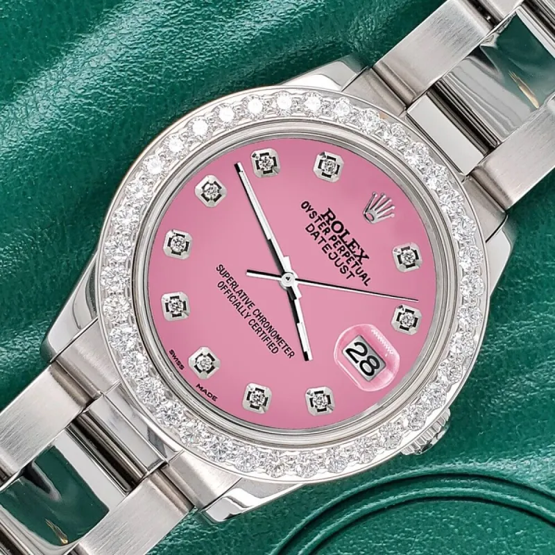 Rolex Datejust Midsize 31mm 1.52ct Bezel/Hot Pink Diamond Dial Oyster Watch TFJ-142507876 sold by Ruumur