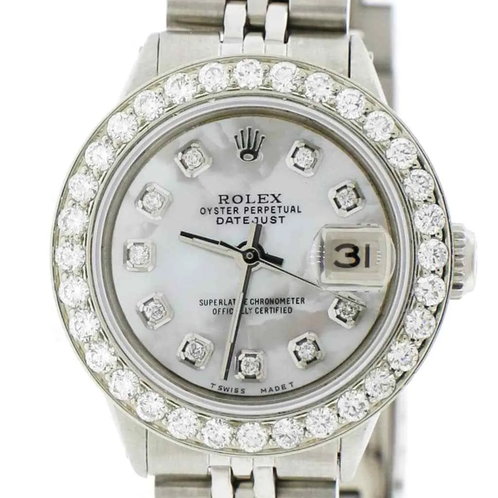 Rolex Datejust 26mm 1.30Ct Diamond Bezel/White MOP Dial Jubilee Steel Watch TFJ-142508046 sold by Ruumur