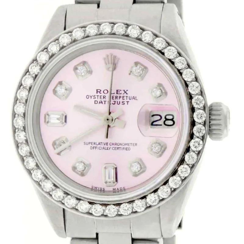 Rolex Datejust Ladies 26mm Steel Oyster Watch w/Pink Diamond Dial & Bezel TFJ-142508122 sold by Ruumur