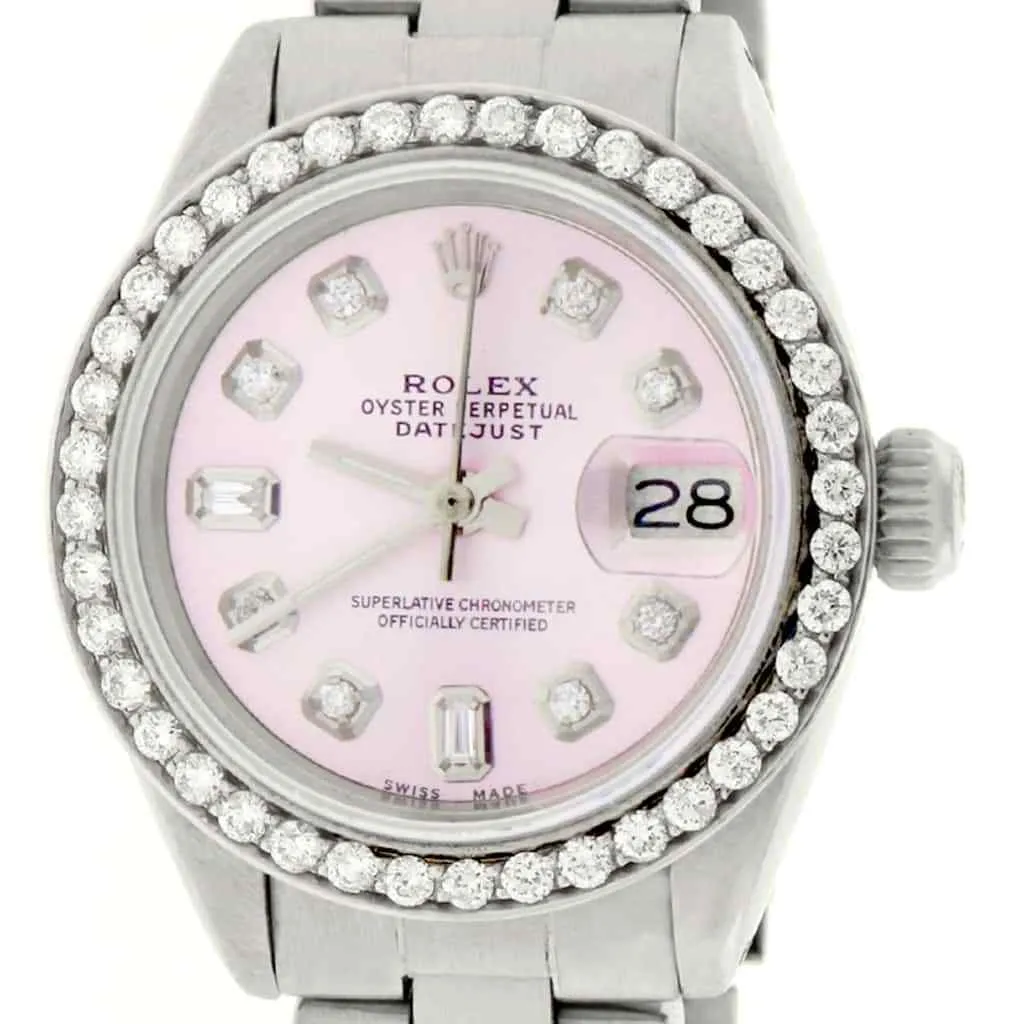 Rolex Datejust Ladies 26mm Steel Oyster Watch w/Pink Diamond Dial & Bezel TFJ-142508122 sold by Ruumur