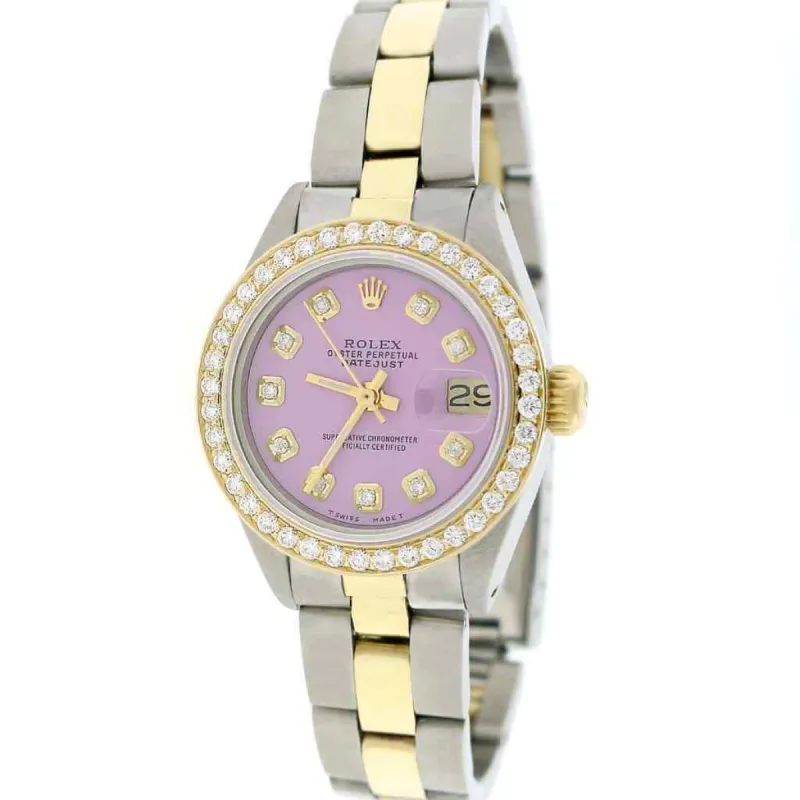 Rolex Datejust Ladies 2-Tone 26mm Diamond Bezel/Pink Lavender Dial Oyster Watch TFJ-142508036 sold by Ruumur