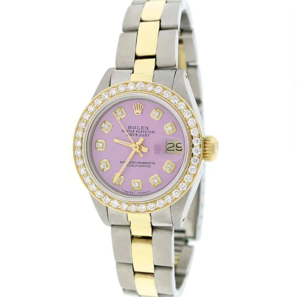 Rolex Datejust Ladies 2-Tone 26mm Diamond Bezel/Pink Lavender Dial Oyster Watch TFJ-142508036 sold by Ruumur