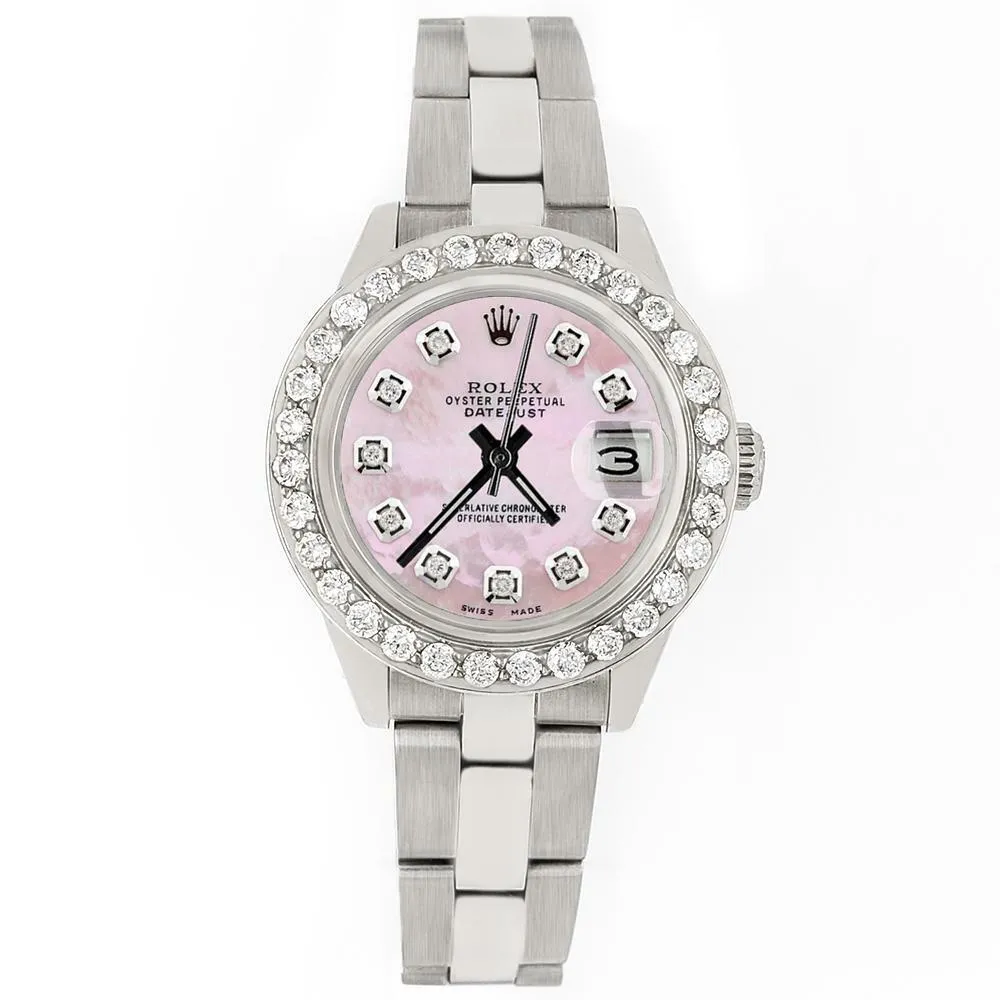 Rolex Datejust 26mm 1.3ct Diamond Bezel/Pink MOP Dial Oyster Steel Watch TFJ-142508114 sold by Ruumur