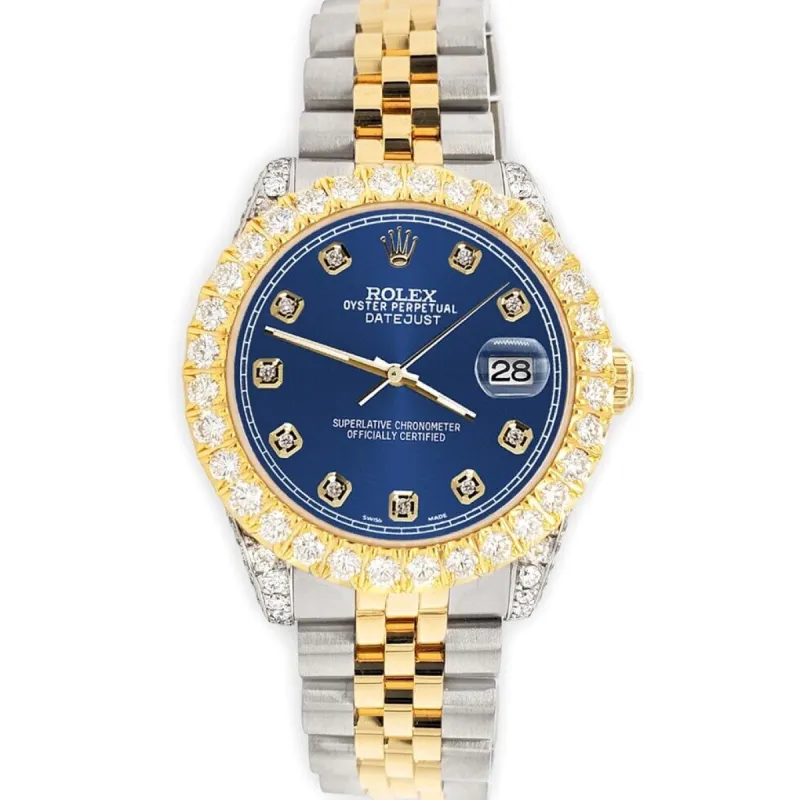 Rolex Datejust 31mm 2-Tone Watch 4.4ct Diamond Cobalt Blue Dial/Bezel/Case/Lugs TFJ-142508088 sold by Ruumur