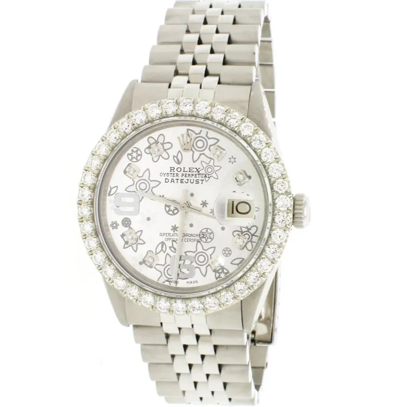 Rolex Datejust 36mm Jubilee Watch w/Silver Floral Diamond Dial  TFJ-142508052 sold by Ruumur