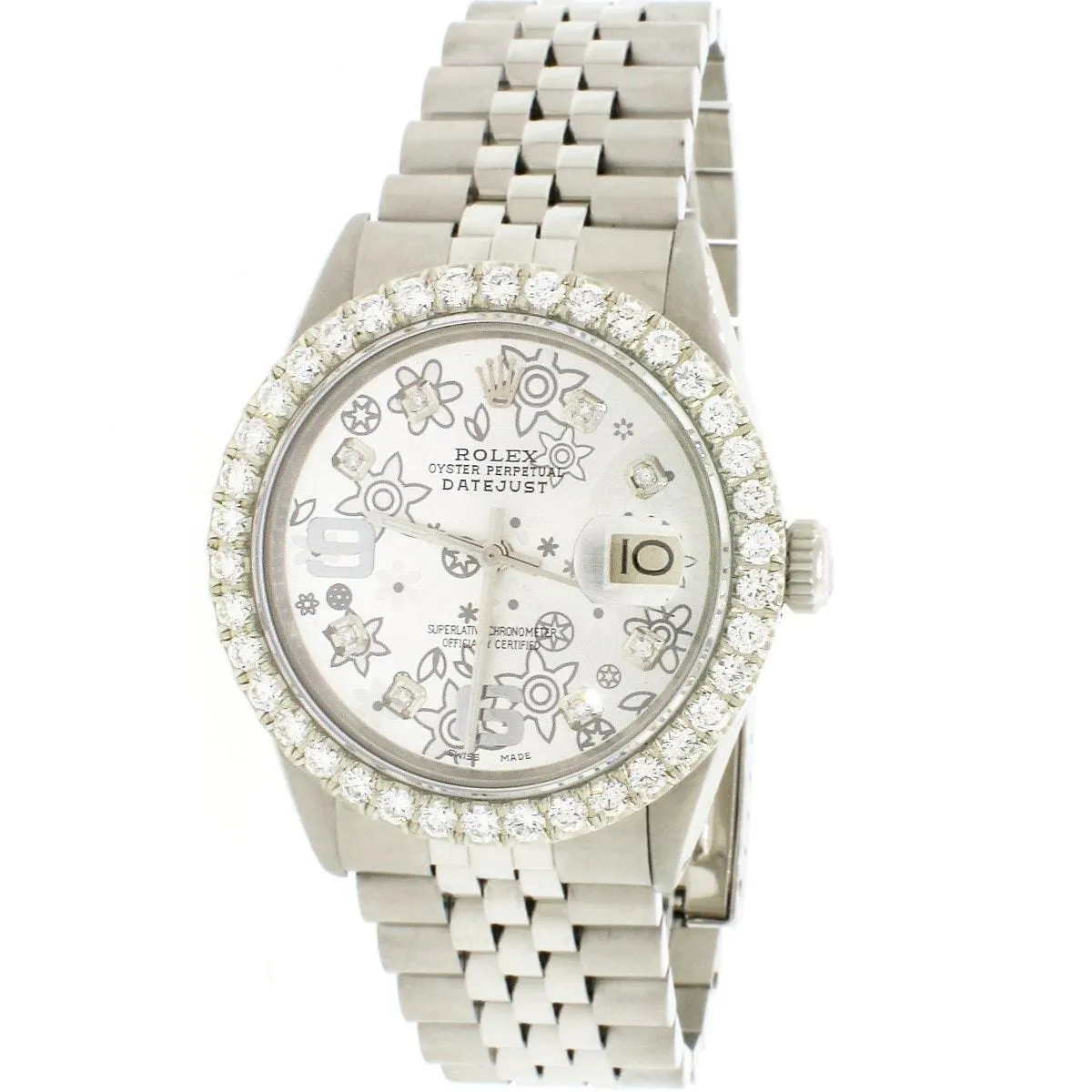 Rolex Datejust 36mm Jubilee Watch w/Silver Floral Diamond Dial TFJ-142508052 sold by Ruumur