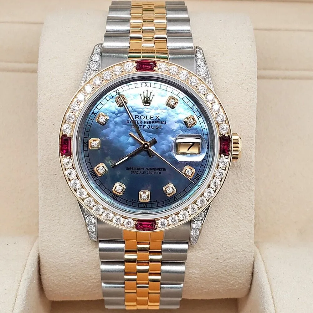 Rolex Datejust 36mm 2.48Ct Diamonds/Rubies Watch With Tahitian Blue Diamond Dial TFJ-142507961 sold by Ruumur