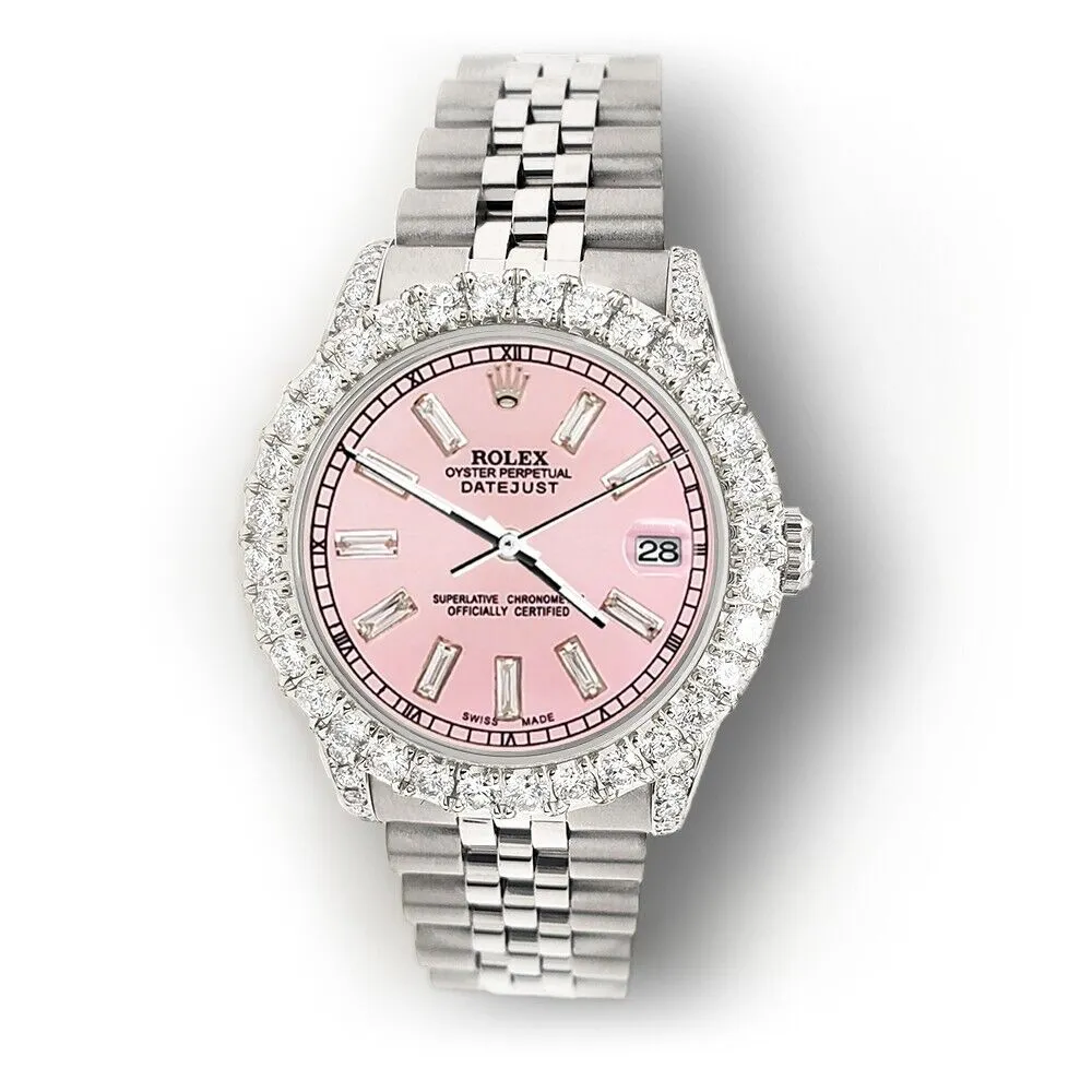 Rolex Datejust 31mm 2.95ct Diamond Bezel/Lugs/Pink Baguette Dial Watch TFJ-142507921 sold by Ruumur