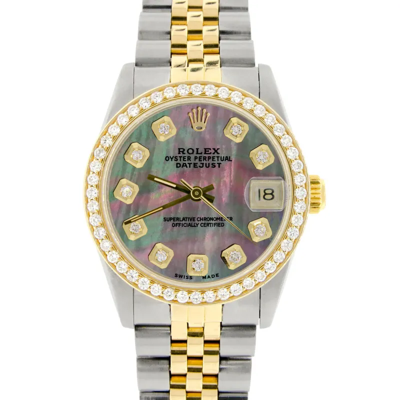 Rolex Datejust 2-Tone Gold/Steel 31mm Womens w/Tahitian MOP Diamond Dial &amp; Bezel TFJ-142508132 sold by Ruumur