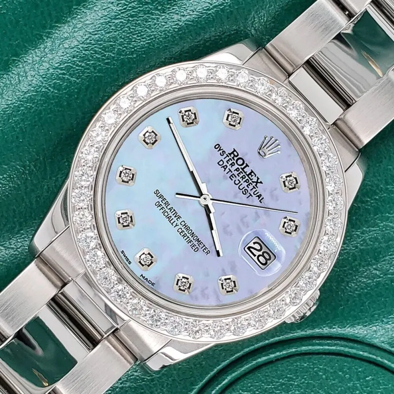 Rolex Datejust Midsize 31mm 1.52ct Bezel/Purple MOP Diamond Dial Oyster Watch TFJ-142507887 sold by Ruumur