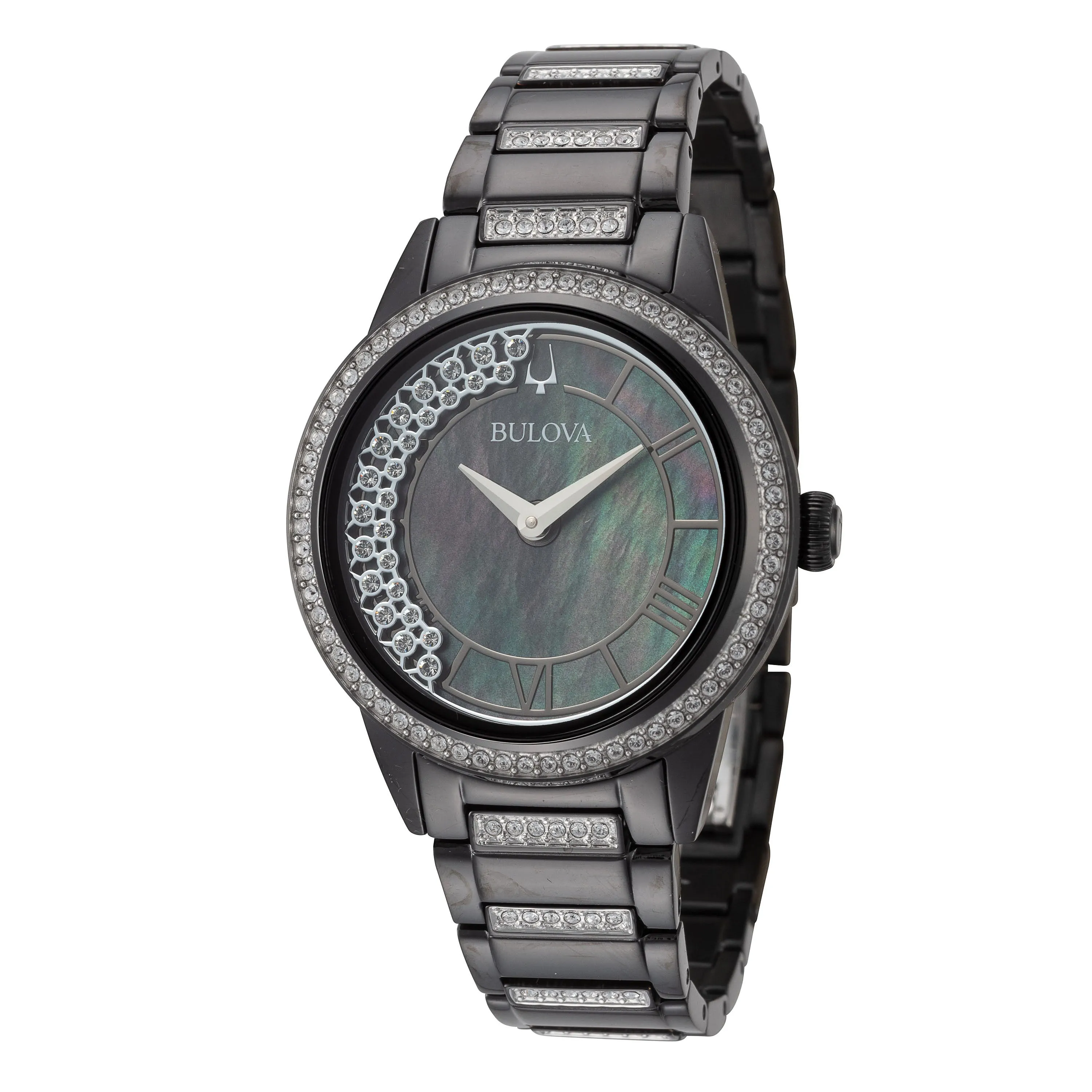 Bulova Women's Turnstyle 32mm Quartz Crystal Bezel Watch 98L252 sold by Ruumur