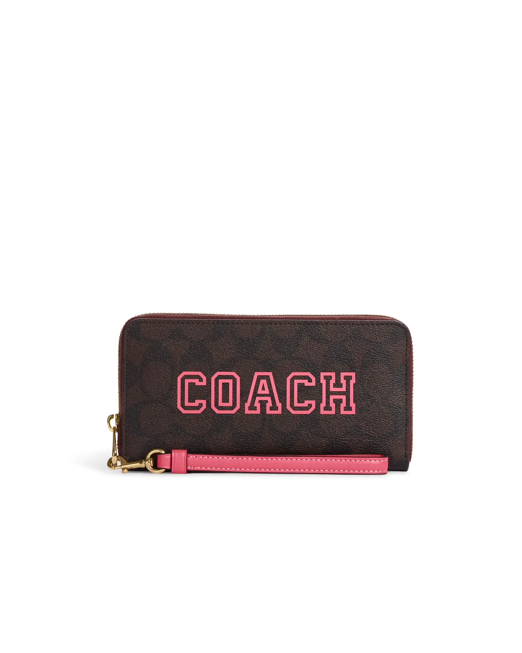 Coach Women's Long Zip Around Wallet In Signature Canvas With Varsity Motif sold by Ruumur