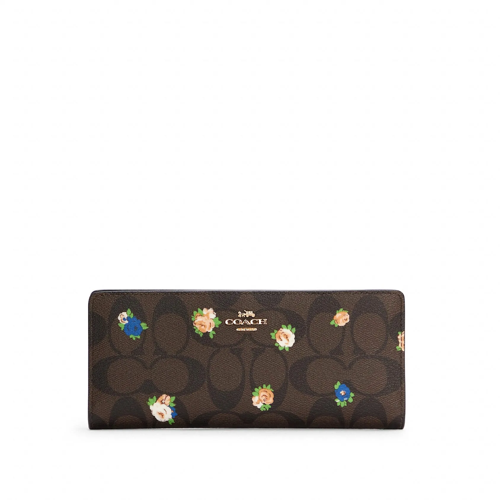 Coach Women's Slim Wallet In Signature Canvas With Vintage Mini Rose Print sold by Ruumur