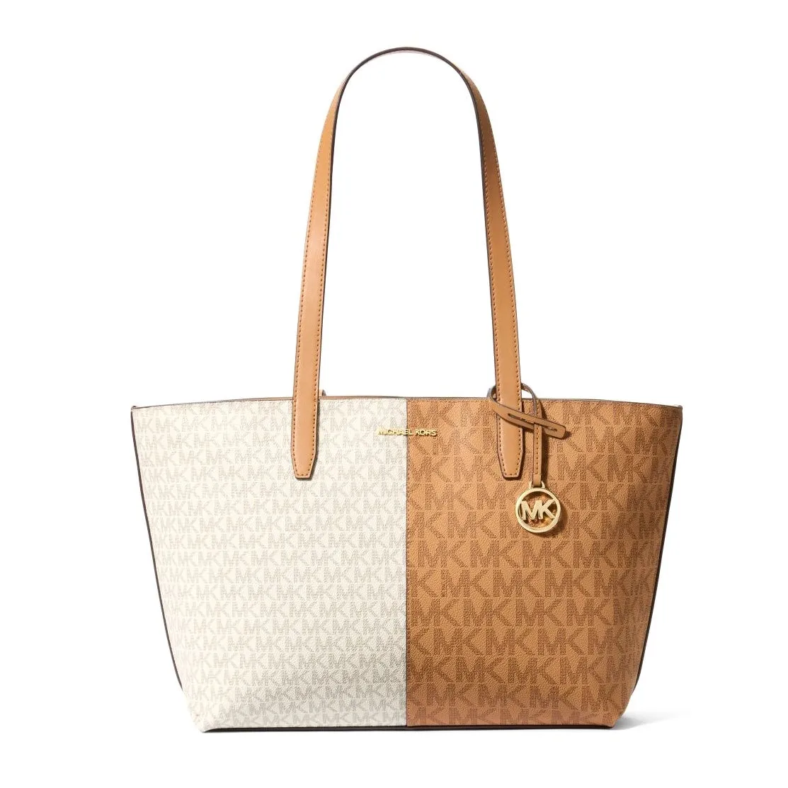 Michael Kors Women's Jet Set Travel Logo Print Canvas Medium Zip Top Tote sold by Ruumur