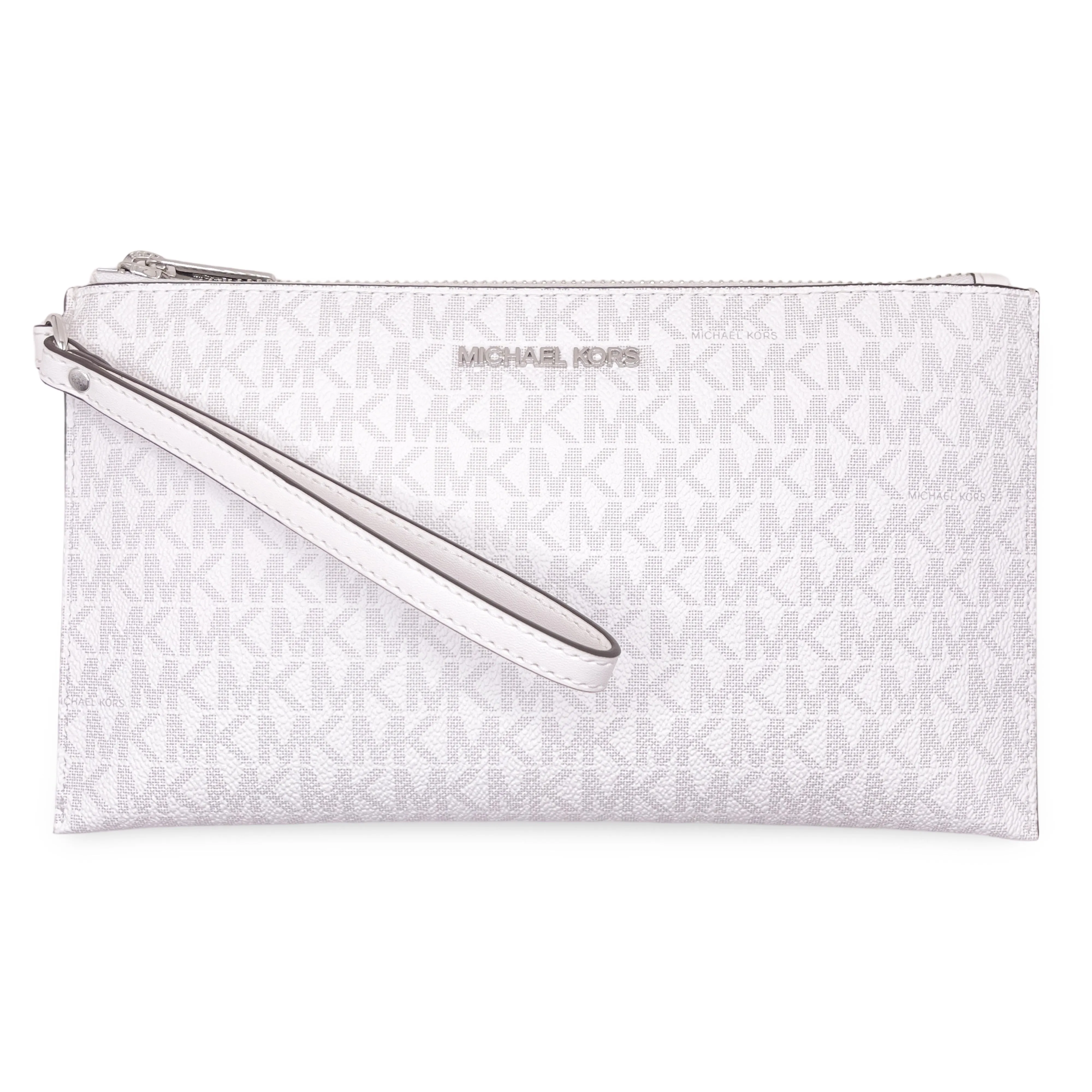 Michael Kors Women's Jet Set Travel Large Logo Print Canvas Top Zip Wristlet Pouch sold by Ruumur product image thumbnail 5