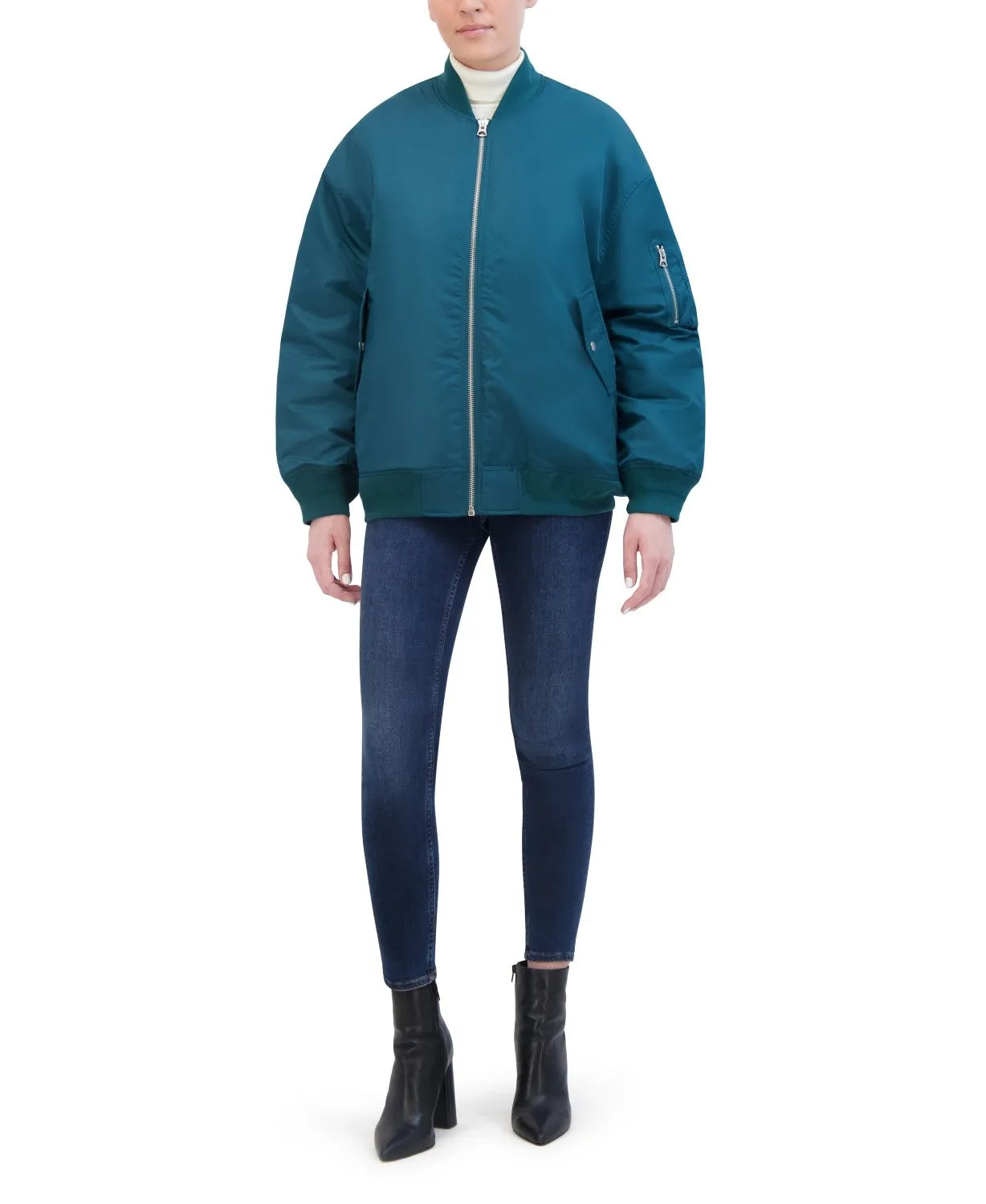 Hudson Jeans Women's Oversized Nylon Bomber Jacket With Quilted Lining sold by Ruumur