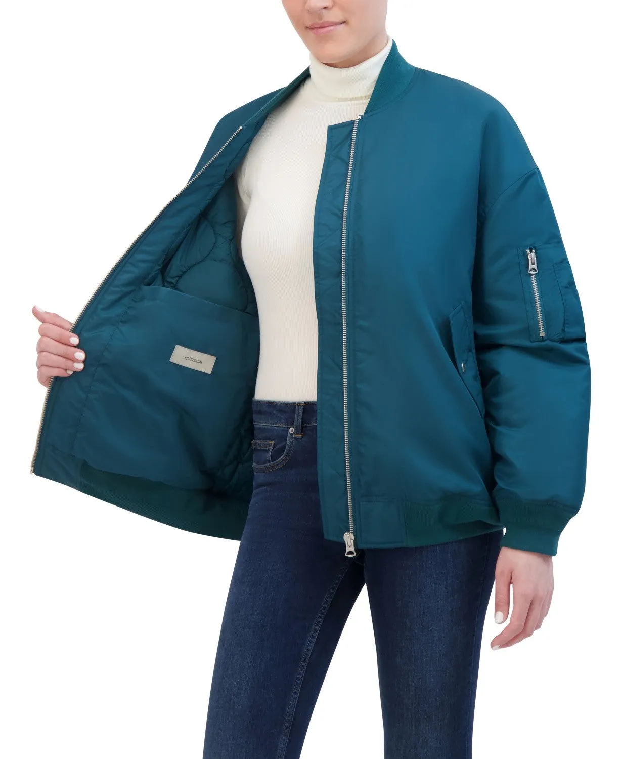 Hudson Jeans Women's Oversized Nylon Bomber Jacket With Quilted Lining sold by Ruumur product image thumbnail 4
