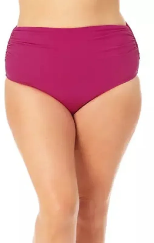 Anne Cole Women's Plus High Waist Bikini Bottoms Swimsuit Red sold by Ruumur