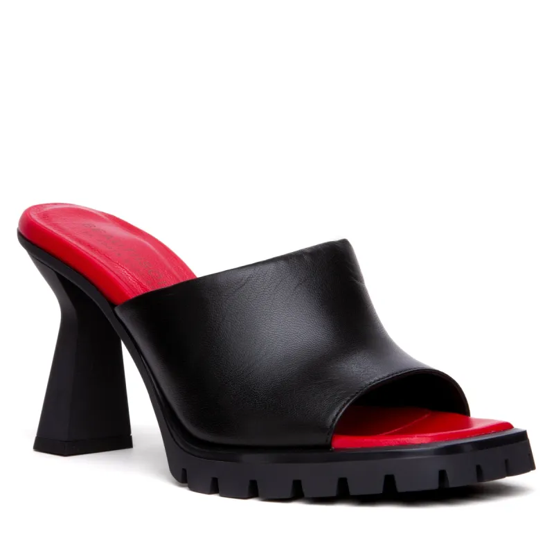 Amy Black Leather Sandal sold by Ruumur