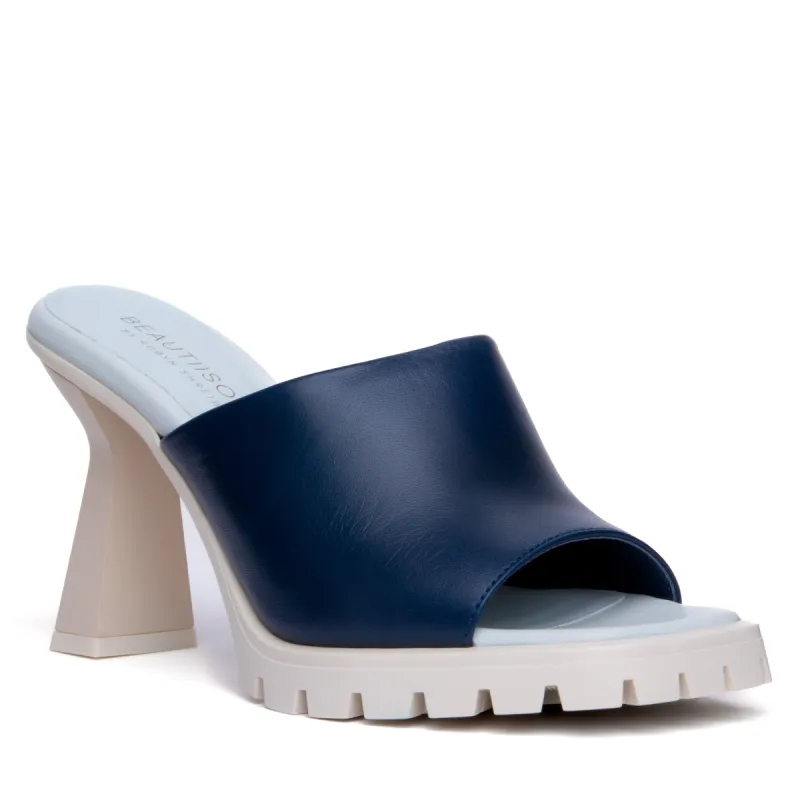 Amy Navy Leather Sandal sold by Ruumur
