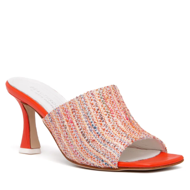Gael Red Leather & Canvas Sandal sold by Ruumur