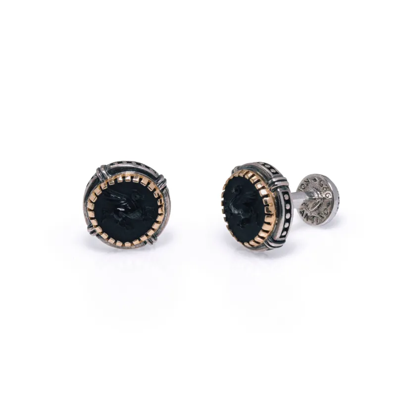 Konstantino Achilles Sterling Silver and Onyx Cufflinks MAKJ103-120 sold by Ruumur