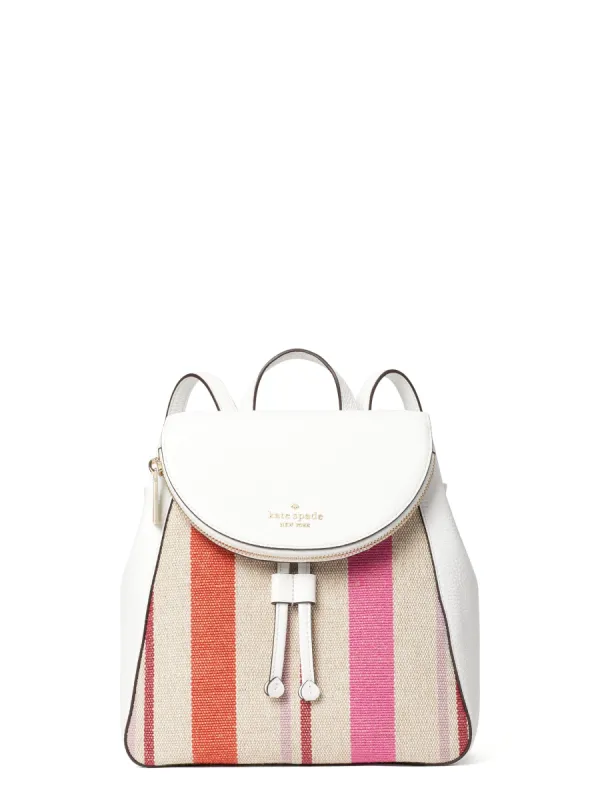 Kate Spade Women's Leila Striped Canvas Medium Flap Backpack made by Ruumur