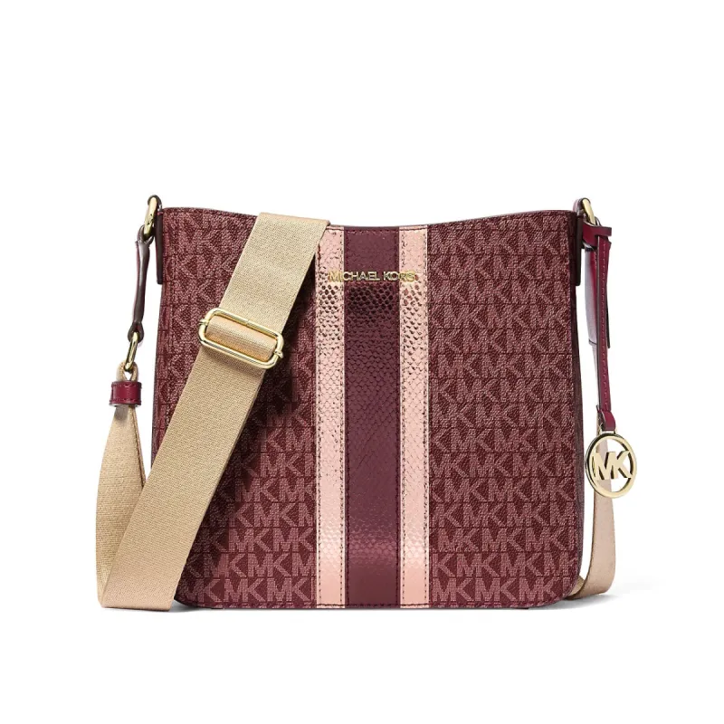 Michael Kors Women's Jet Set Travel Small Signature Logo and Metallic Messenger Bag sold by Ruumur