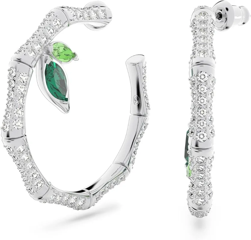 Swarovski Dellium Women's Green Crystal Rhodium-plated Earrings 5645373 sold by Ruumur
