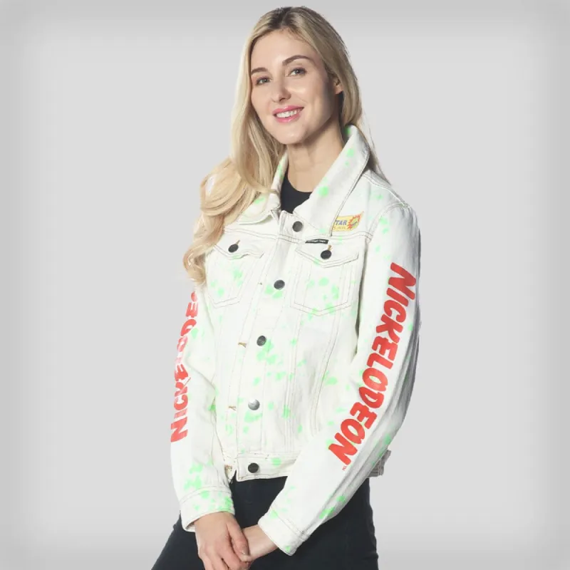 Members Only Women's White Denim Nickelodeon Trucker With Pai Jacket sold by Ruumur
