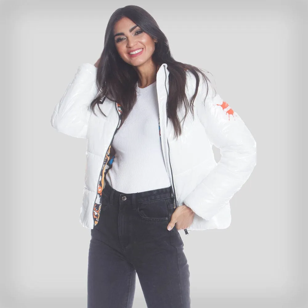 Members Only Women's Hi-Shine Chevron Quilt Puffer with Nickelodeon Mashup Print Lining Jacket sold by Ruumur product image thumbnail 2