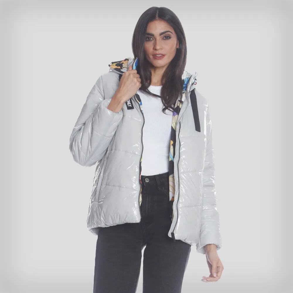 Members Only Women's Hi-Shine Chevron Quilt Puffer with Looney Tunes Mashup Print Lining sold by Ruumur product image thumbnail 3