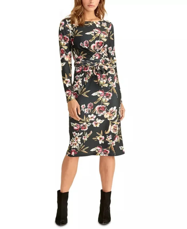 Rachel Roy Women's Floral Faux Wrap Midi Dress Black Size XX-Large sold by Ruumur