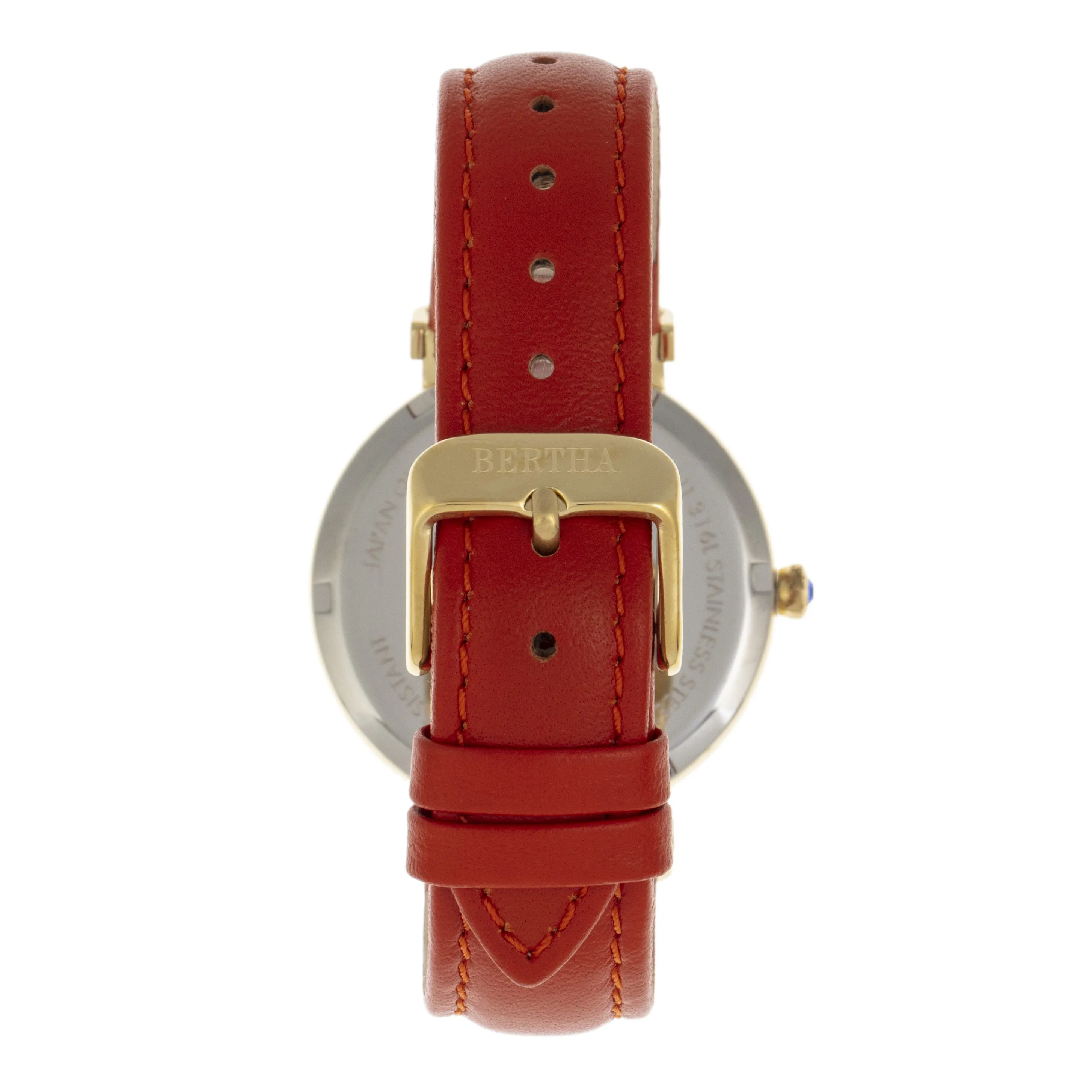 Bertha Emily Mother-Of-Pearl Leather-Band Watch - Gold/Orange sold by Ruumur product image thumbnail 2