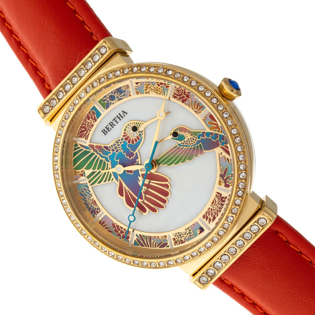 Bertha Emily Mother-Of-Pearl Leather-Band Watch - Gold/Orange sold by Ruumur product image thumbnail 3