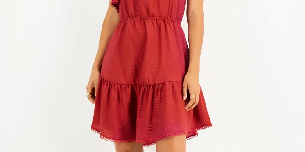 Bar III Women's One Shoulder Ruffled Hem Dress Red Size X-Large sold by Ruumur product image thumbnail 3