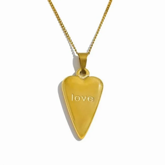 18K Gold-Plated Modern Heart Pendant Necklace with "LOVE" Engraving sold by Ruumur product image thumbnail 2