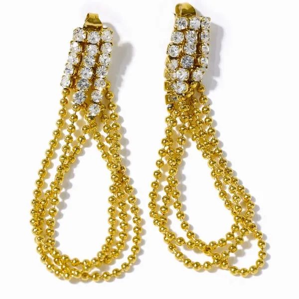 Vintage Glam Rhinestone Drop Earrings sold by Ruumur