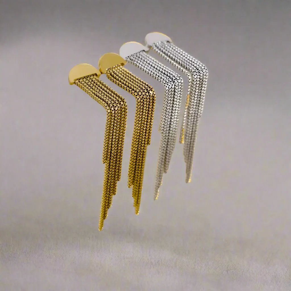 Geometric Tassel Chain Earrings sold by Ruumur product image thumbnail 2