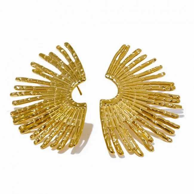18K Gold Plated Starburst Statement Earrings sold by Ruumur