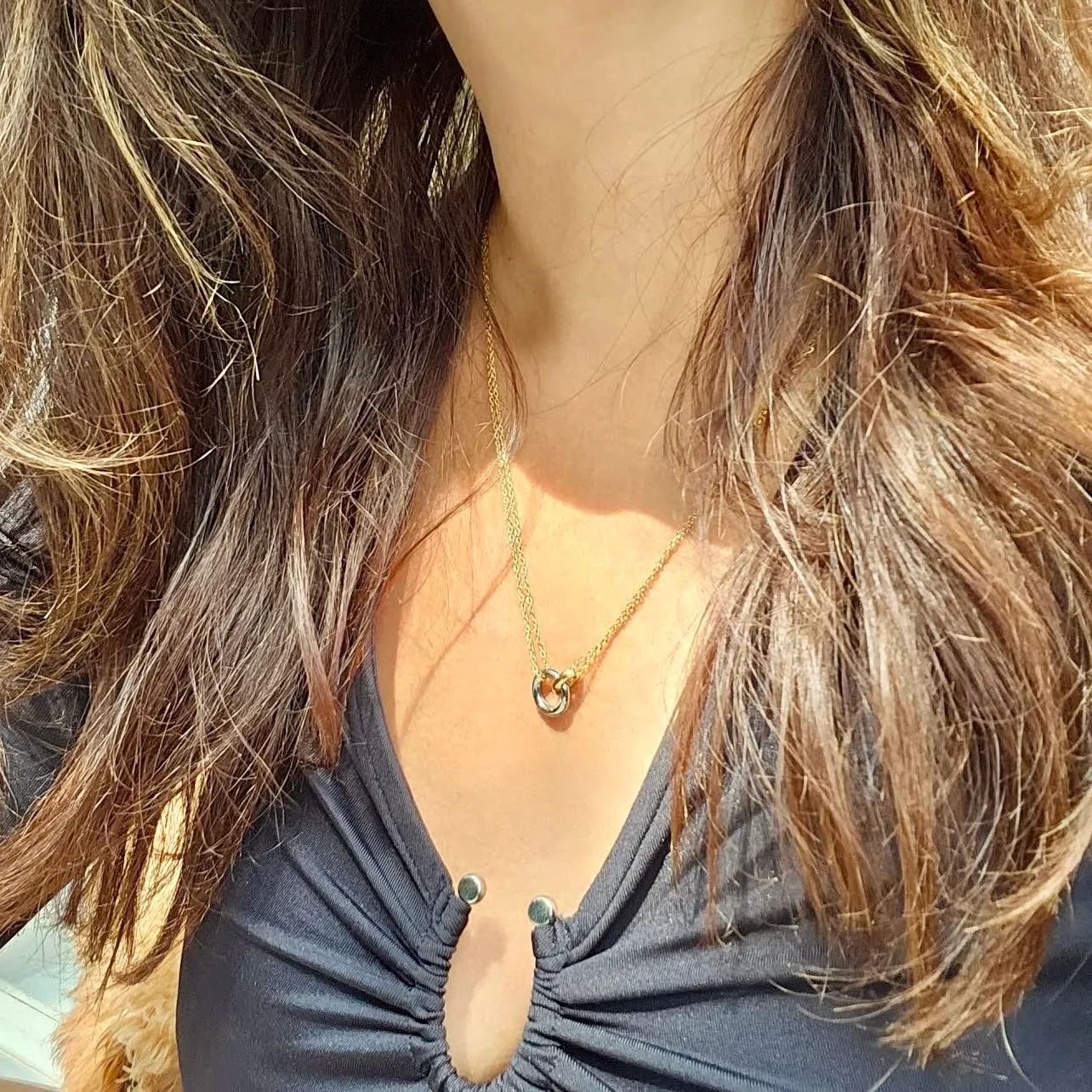 Double Chain Linked Two-Tone Necklace sold by Ruumur product image thumbnail 3