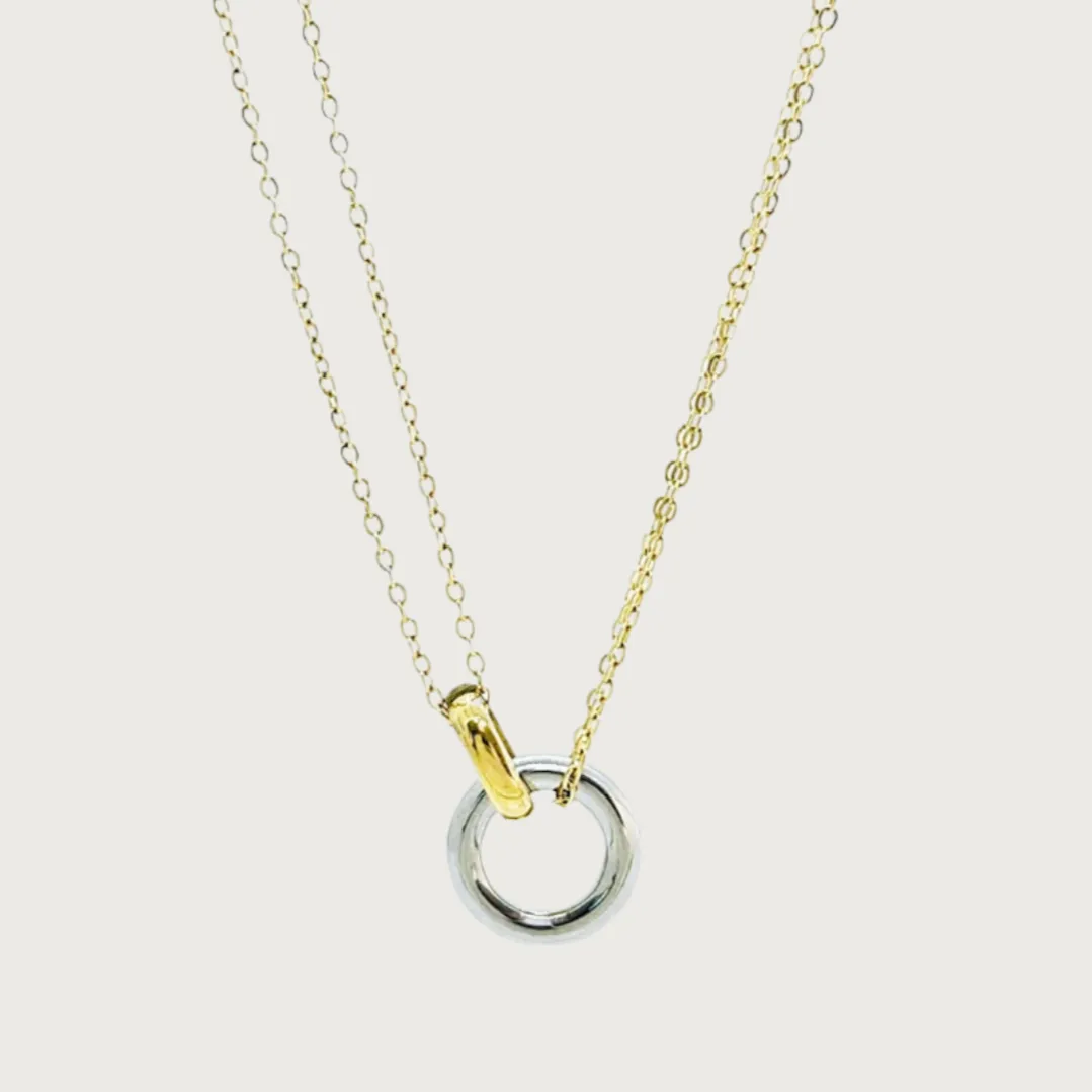 Double Chain Linked Two-Tone Necklace sold by Ruumur product image thumbnail 5