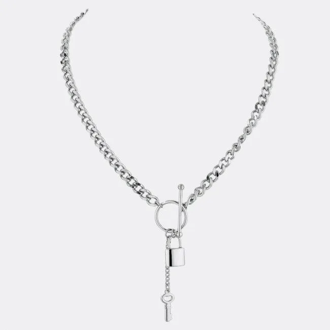 Padlock & Key Statement Necklace with Front Toggle Closure sold by Ruumur product image thumbnail 3