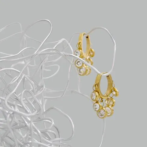 18K Gold Plated Crystal Dangle Hoop Earrings sold by Ruumur product image thumbnail 2