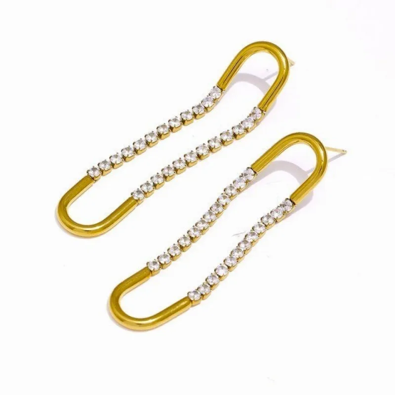 18K Gold Plated Glamorous Crystal Party Earrings sold by Ruumur