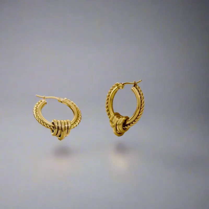 18K Gold Plated Bold Braided Hoop Earrings sold by Ruumur