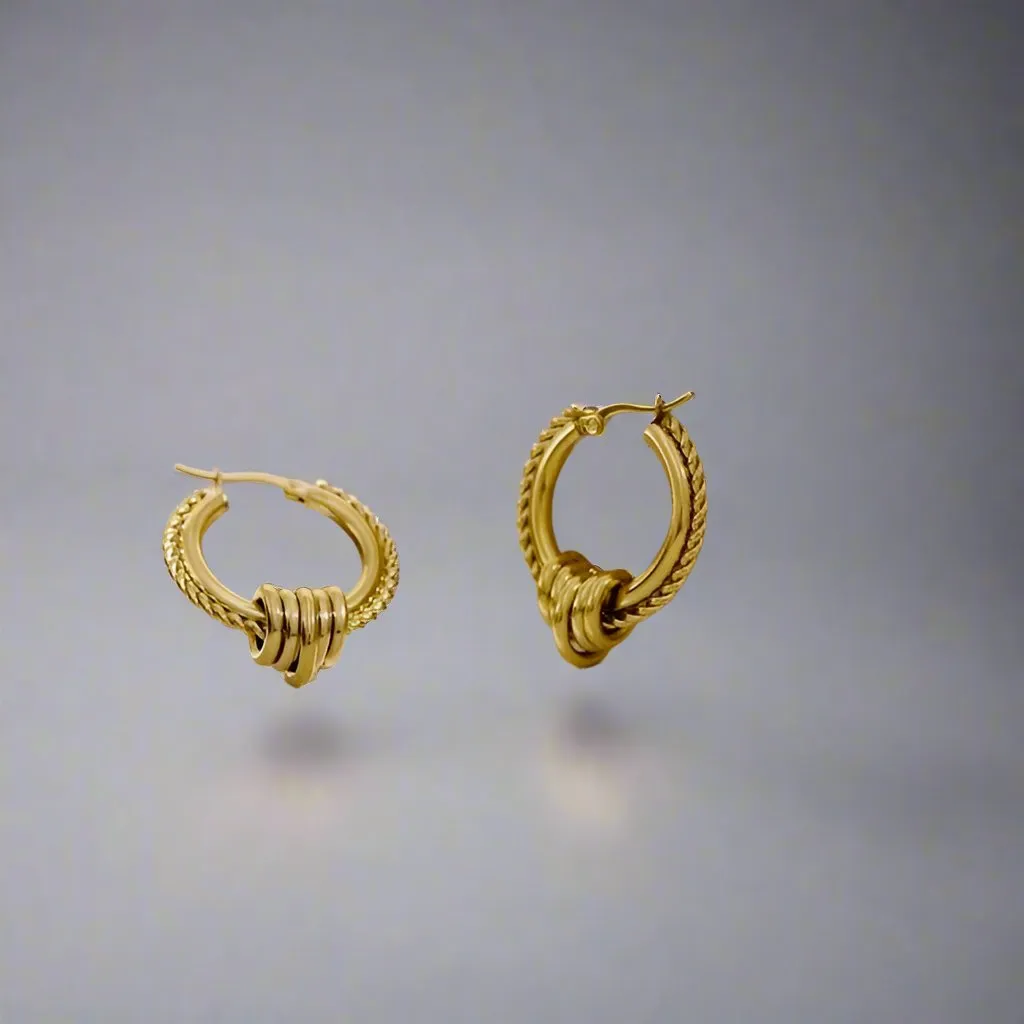 18K Gold Plated Bold Braided Hoop Earrings sold by Ruumur