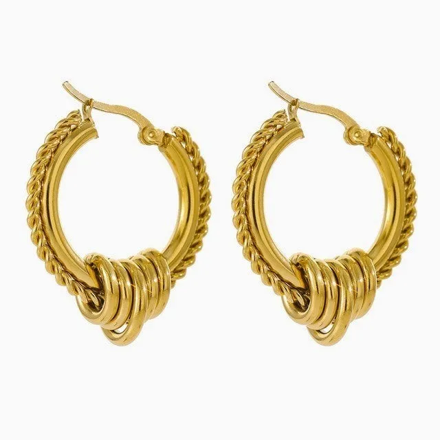 18K Gold Plated Bold Braided Hoop Earrings sold by Ruumur product image thumbnail 2