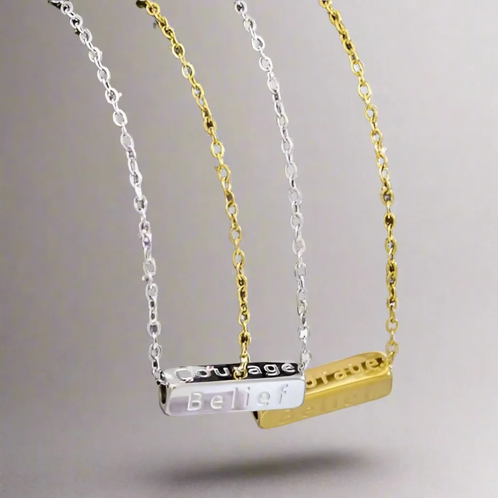 Engraved Pillar Pendant Necklace with Inspirational Words sold by Ruumur product image thumbnail 3