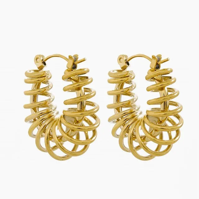 Modern Wire-Wrapped Oval Hoop Earrings sold by Ruumur